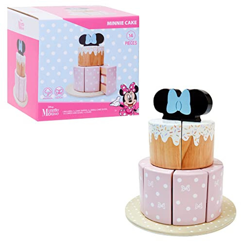 Disney Wooden Toys Minnie Mouse Tea Set, 13-pieces, Pretend Play, Kids Toys for Ages 3 Up, Modazone Exclusive by Just Play - 13