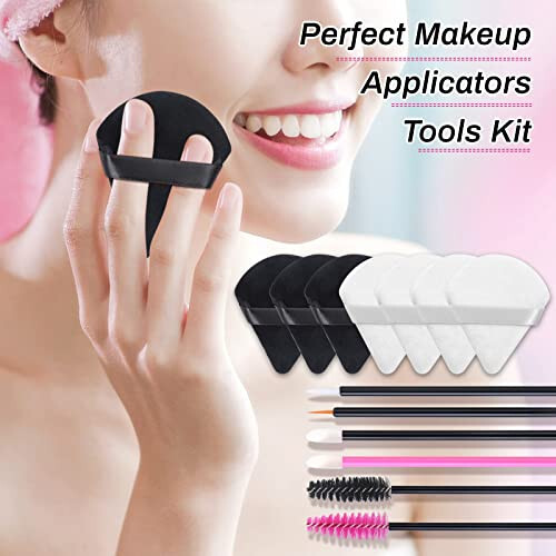 Disposable Makeup Accessories with Makeup Applicators Triangle Makeup Puffs, Mascara wands, Disposable Lip Applicators, liner Brushes Makeup Tools for Makeup Artist Supplies - 6