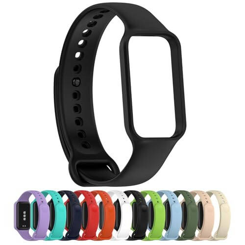 Disscool almashtiriladigan bilaguzuklar Xiaomi Smart Band 8 Active bilan mos keladi, 18 mm sozlanadigan yumshoq silikon bilak kamarasi tez chiqariladigan soat aksessuarlari (qora) - 1