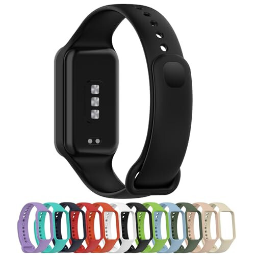 Disscool almashtiriladigan bilaguzuklar Xiaomi Smart Band 8 Active bilan mos keladi, 18 mm sozlanadigan yumshoq silikon bilak kamarasi tez chiqariladigan soat aksessuarlari (qora) - 3