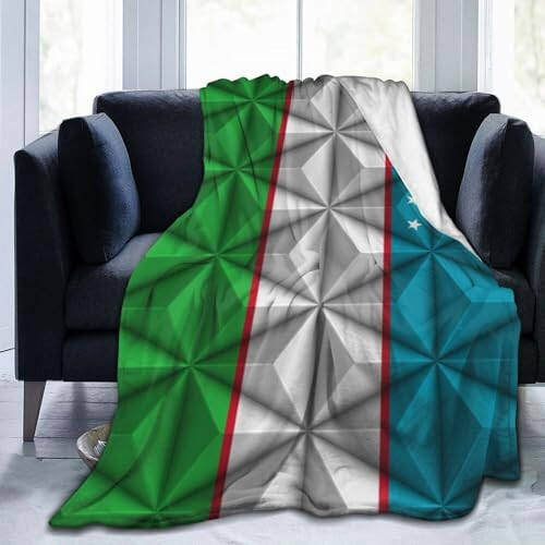 Divan, to'shak va divan uchun Polygon effekti bilan O'zbekiston bayrog'i naqshli Yumshoq va qulay adyol 40”x30” Anti-pilling flanel adyol - 2