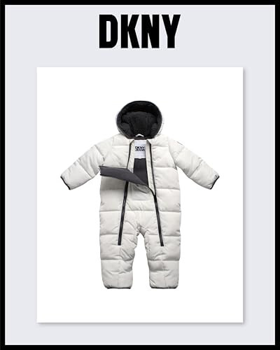 DKNY Baby Boys' Snow Pram - Newborn Sherpa Hood One Piece Snowsuit - Cozy Polar Fleece Lined Winter Coat for Baby Boys 12-24M - 5