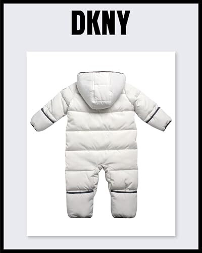 DKNY Baby Boys' Snow Pram - Newborn Sherpa Hood One Piece Snowsuit - Cozy Polar Fleece Lined Winter Coat for Baby Boys 12-24M - 6