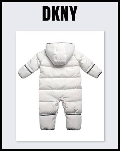 DKNY Baby Boys' Snow Pram - Newborn Sherpa Hood One Piece Snowsuit - Cozy Polar Fleece Lined Winter Coat for Baby Boys 12-24M - 6