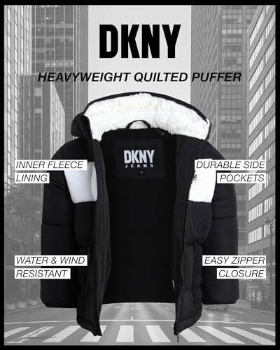 DKNY Baby Boys Winter Jacket – Quilted Fleece Lined Puffer Parka Coat – Heavyweight Winter Coat for Infants/Toddlers (12M-4T) - 2