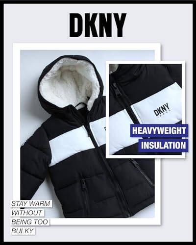 DKNY Baby Boys Winter Jacket – Quilted Fleece Lined Puffer Parka Coat – Heavyweight Winter Coat for Infants/Toddlers (12M-4T) - 3