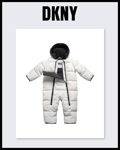 DKNY Bebek Erkek Kışlık Uyku Tulumu - Yeni Doğan Şerpa Kapüşonlu Tek Parça Kışlık Tulum - Bebek Erkekler İçin 12-24 Ay Kışlık Sıcak Polar Astarlı Mont - 5