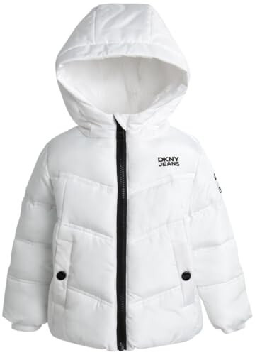 DKNY Bebek Kız Kışlık Mont - Kızlar İçin Polar Astarlı Kapitoneli Pofuduk Parka Kaban (Bedenler: 12M-4T) - 1