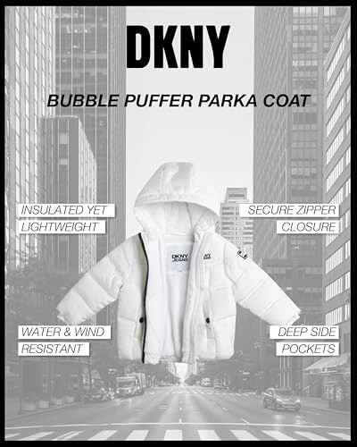 DKNY Bebek Kız Kışlık Mont - Kızlar İçin Polar Astarlı Kapitoneli Pofuduk Parka Kaban (Bedenler: 12M-4T) - 2