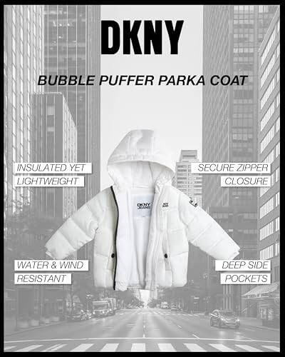 DKNY Bebek Kız Kışlık Mont - Kızlar İçin Polar Astarlı Kapitoneli Pofuduk Parka Kaban (Bedenler: 12M-4T) - 2