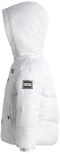 DKNY Bebek Kız Kışlık Mont - Kızlar İçin Polar Astarlı Kapitoneli Pofuduk Parka Kaban (Bedenler: 12M-4T) - 5