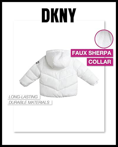 DKNY Bebek Kız Kışlık Mont - Kızlar İçin Polar Astarlı Kapitoneli Pofuduk Parka Kaban (Bedenler: 12M-4T) - 6