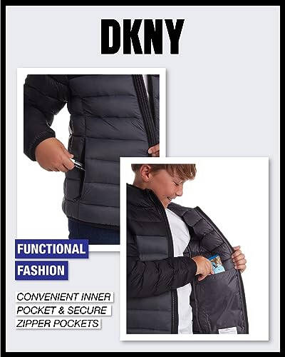 DKNY Boys Jacket – Midweight Insulated Quilted Outerwear Parka Puffer Coat – Water Resistant Boys Winter Hooded Jacket (8-20) - 5