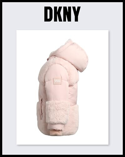 DKNY Infant Toddler Baby Girls' Qish kiyimlari- Qiz bolalar uchun polarkent astarli kaputli vatelangan kabarcık puffer kurtka (12A-4Y) - 6