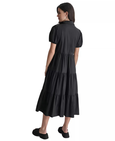 DKNY Women's Puffed-Sleeve Tiered Shirtdress Black - 2