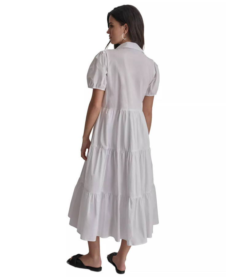 DKNY Women's Puffed-Sleeve Tiered Shirtdress White - 2