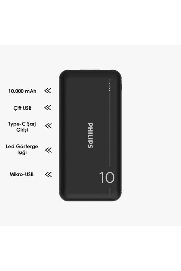 DLP1810NB 10,000 mAh Power Bank Black (2 Outputs) - 1