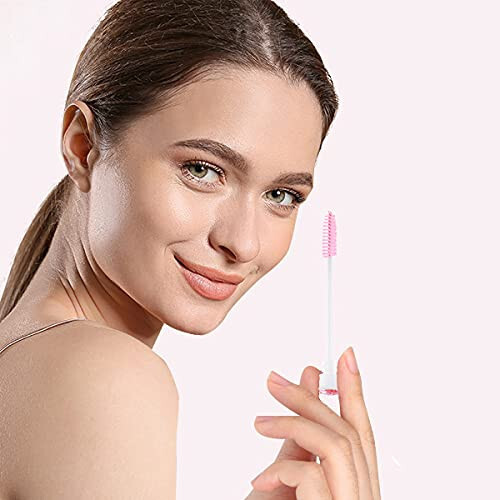 Dming 20 Pieces Disposable Mascara Brushes Eyelash Brush Lash Wand Diamond Mascara Wands with Tube Makeup Tool Lash Spoolies Sanitary Brushes Lash Extension Supplies (tube scale l pink 20) - 4