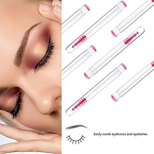 Dming 20 Pieces Disposable Mascara Brushes Eyelash Brush Lash Wand Diamond Mascara Wands with Tube Makeup Tool Lash Spoolies Sanitary Brushes Lash Extension Supplies (tube scale l pink 20) - 7