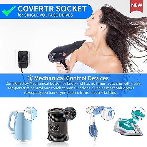 DOACE 2000W 220V to 110V Travel Voltage Converter for Hair Dryer/Straightener Curling Iron Electrical Kettle Toothbrush Shaver Laptop Cell Phone Camera, 10A Power Plug Adapters US to EU/UK/AU/Asia - 5