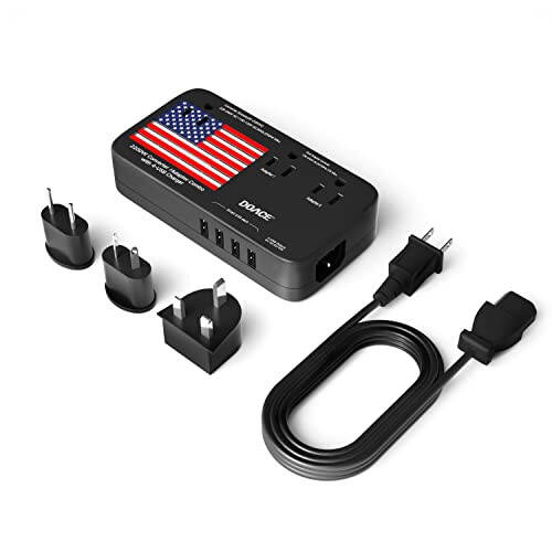 DOACE® X11 2200W Voltage Converter, 220V to 110V Converter for Hair Dryer Straightener Curling Iron, 10A Travel Power Adapter with 4-Port USB and US UK AU EU Plugs for Cell Phone Camera Tablet Laptop - 1