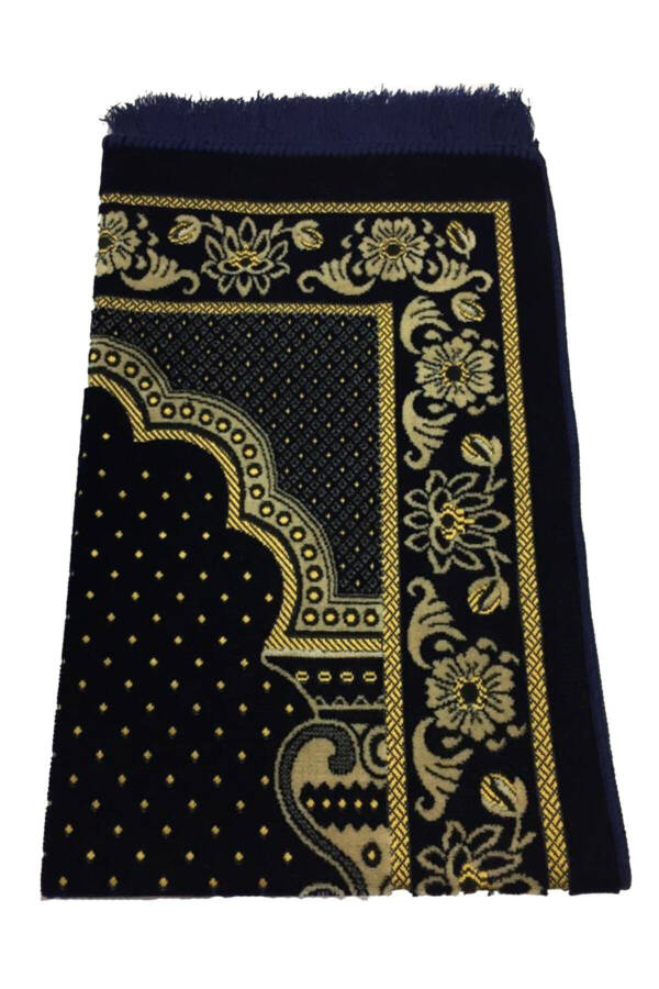 Dodya Velvet Prayer Rug Luxury-Navy Blue - 2