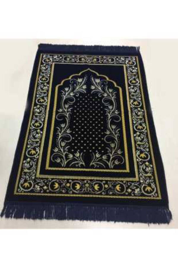 Dodya Velvet Prayer Rug Luxury-Navy Blue - 3