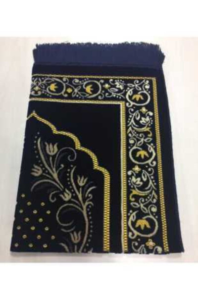 Dodya Velvet Prayer Rug Luxury-Navy Blue - 4