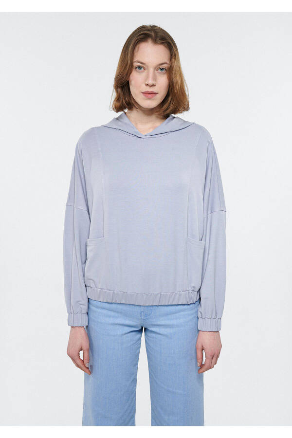 Doğal Boyalı Kapüşonlu Lila Sweatshirt 1611184-83899 - 9