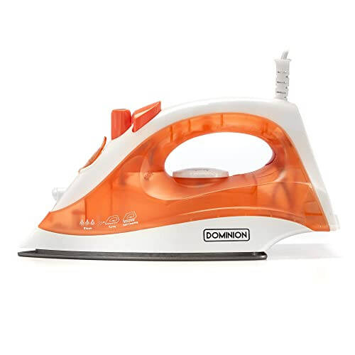 Dominion Steam Iron for Clothes With Non-Stick Soleplate, Lightweight 1200W Clothes Iron With Adjustable Thermostat Control, Self Clean, Pivoting Cord, and Steam/Dry/Spray Functions, Coral - 1