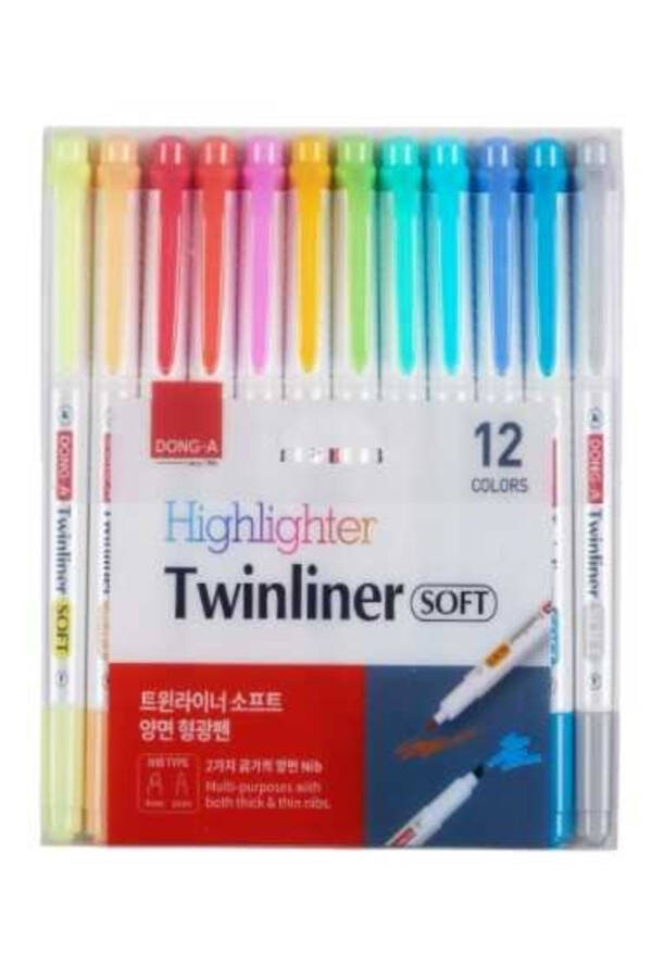 Donga Twinliner Soft 12 Color Fluorescent Double Sided - 3