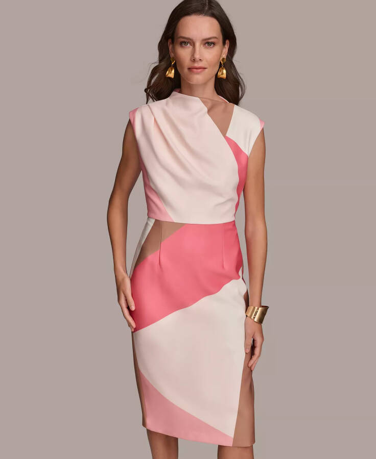 Donna Karan Women's Colorblocked Sheath Dress Rose Quartz - 4