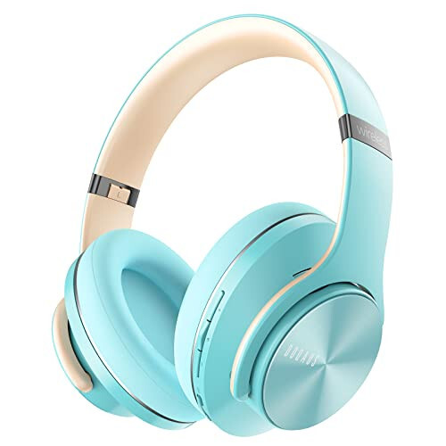 DOQAUS Bluetooth Headphones Over Ear, 90 Hours Playtime Wireless Headphones with 3 EQ Modes, HiFi Stereo Headphones with Microphone and Soft Protein Earpads for iPhone/TV/PC/Home Office (Blue) - 1