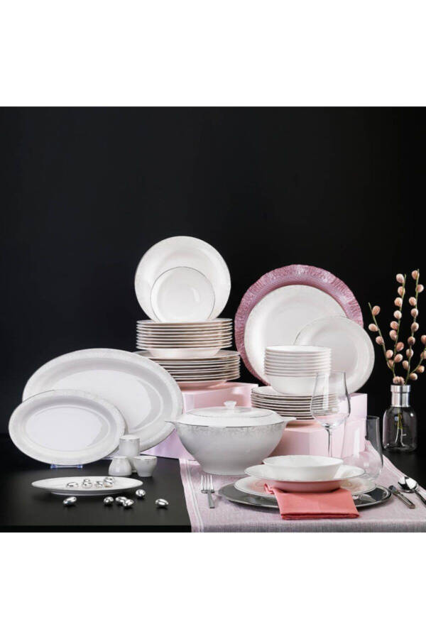 Dora Dinner Set - 60 Pieces. Platinum - 1