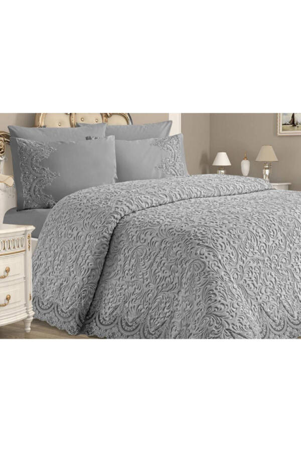 Double Bed Blanket Duvet Set in a Gift Box, Grey - 1