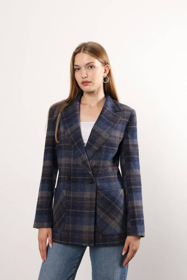 Double-Breasted Plaid Jacket - 1