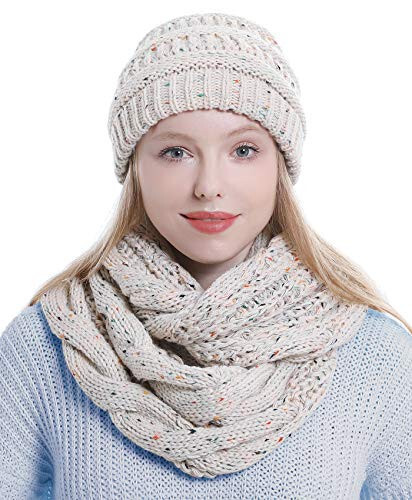 Double Couple Womens Scarf Beanie Hat Set Thick Winter Infinity Scarf Knit Scarfs for Women - 2