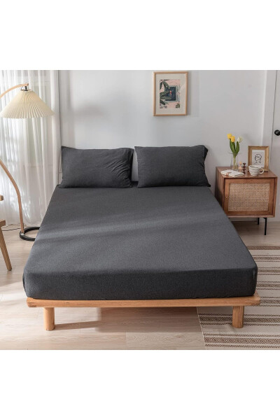 Double Fitted Sheet + 2 Pillowcases 160x200 Anthracite Dark Grey - 3