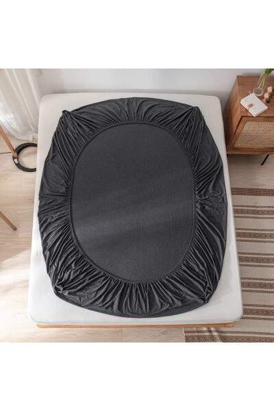 Double Fitted Sheet + 2 Pillowcases 160x200 Anthracite Dark Grey - 4