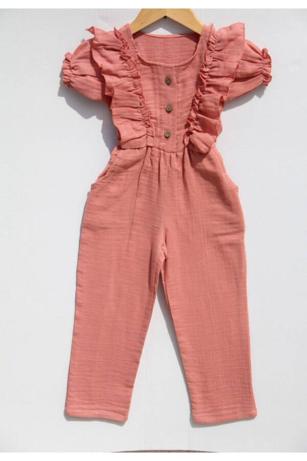 Double Layer Muslin Short-Sleeved Jumpsuit for Girls - 1