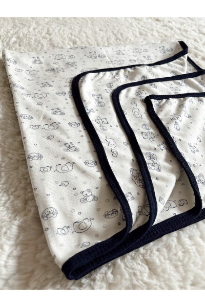 Double Layer Navy Baby Swaddle Blanket Newborn Navy Cotton Knit 80x80 Cm - 7