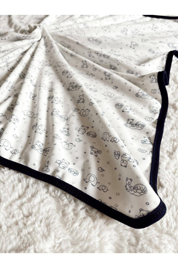 Double Layer Navy Baby Swaddle Blanket Newborn Navy Cotton Knit 80x80 Cm - 11