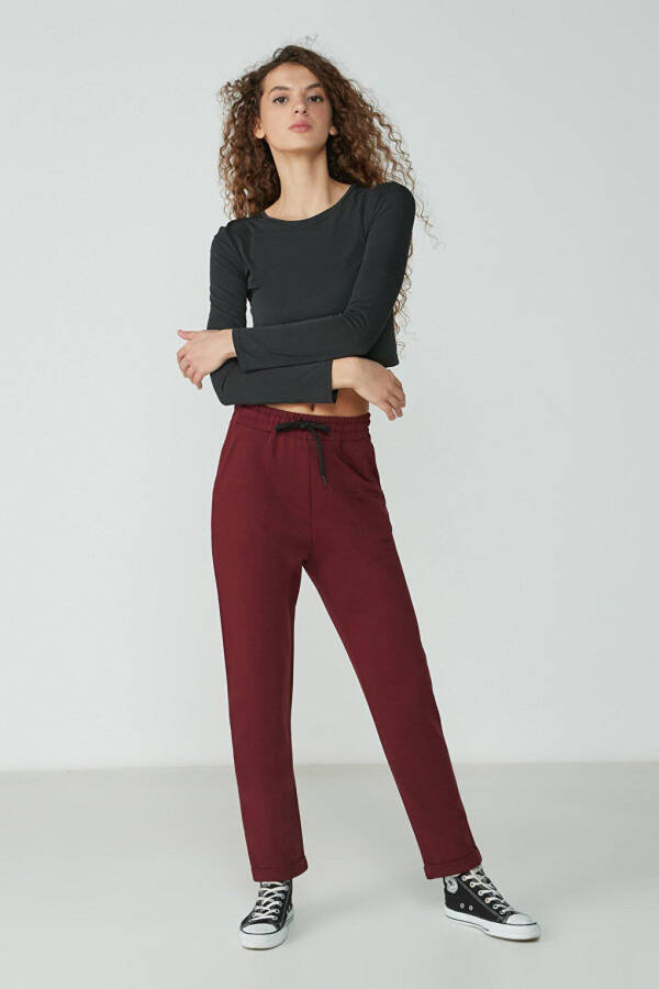 Double Leg Sweatpants 738 Burgundy - 2