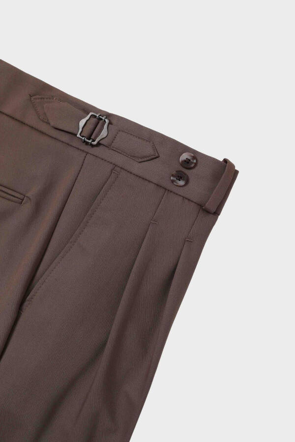 Double Pleated Men's Trousers - Buckled Waistband and Double Cuffs - 15