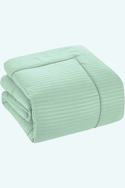 Double Satin Striped Sleep Set - Special Bag Included - Mint Green - 2