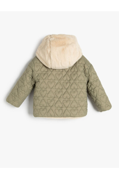 Double-sided plush quilted jacket, hooded and zippered. - 13