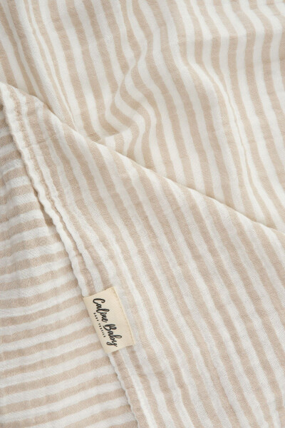 Double Striped Muslin Swaddle Blanket 20/20 - 120x120 cm Beige - 1