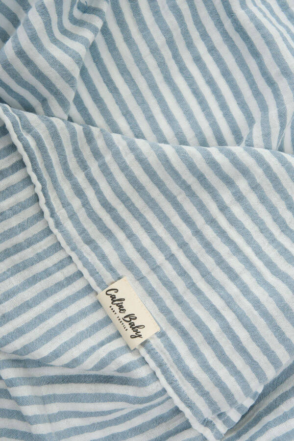 Double Striped Muslin Swaddle Blanket 20/20 - 120x120 Cm Blue - 1