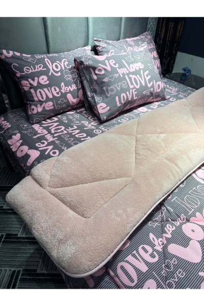 Double Welsoft Puffy Sleep Set (WITH ELASTIC SHEETS) Powder Love - 2