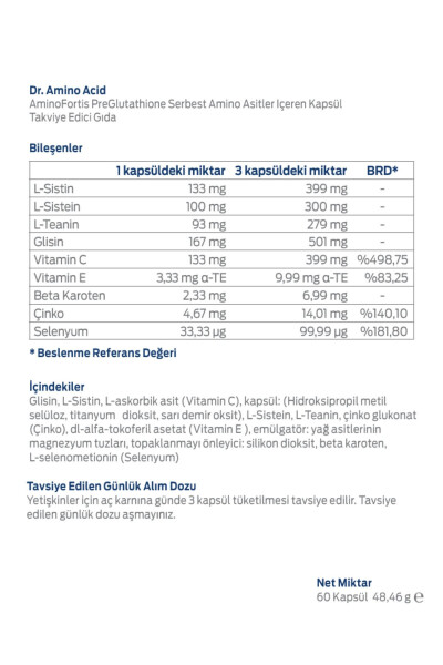 Dr. Aminokislota Aminofortis Preglutatiyon 60 Kapsula | Aminokislota - 2